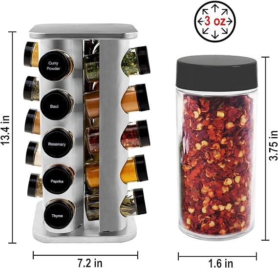 20 Jar Spice Rack برج عبوات البهارات