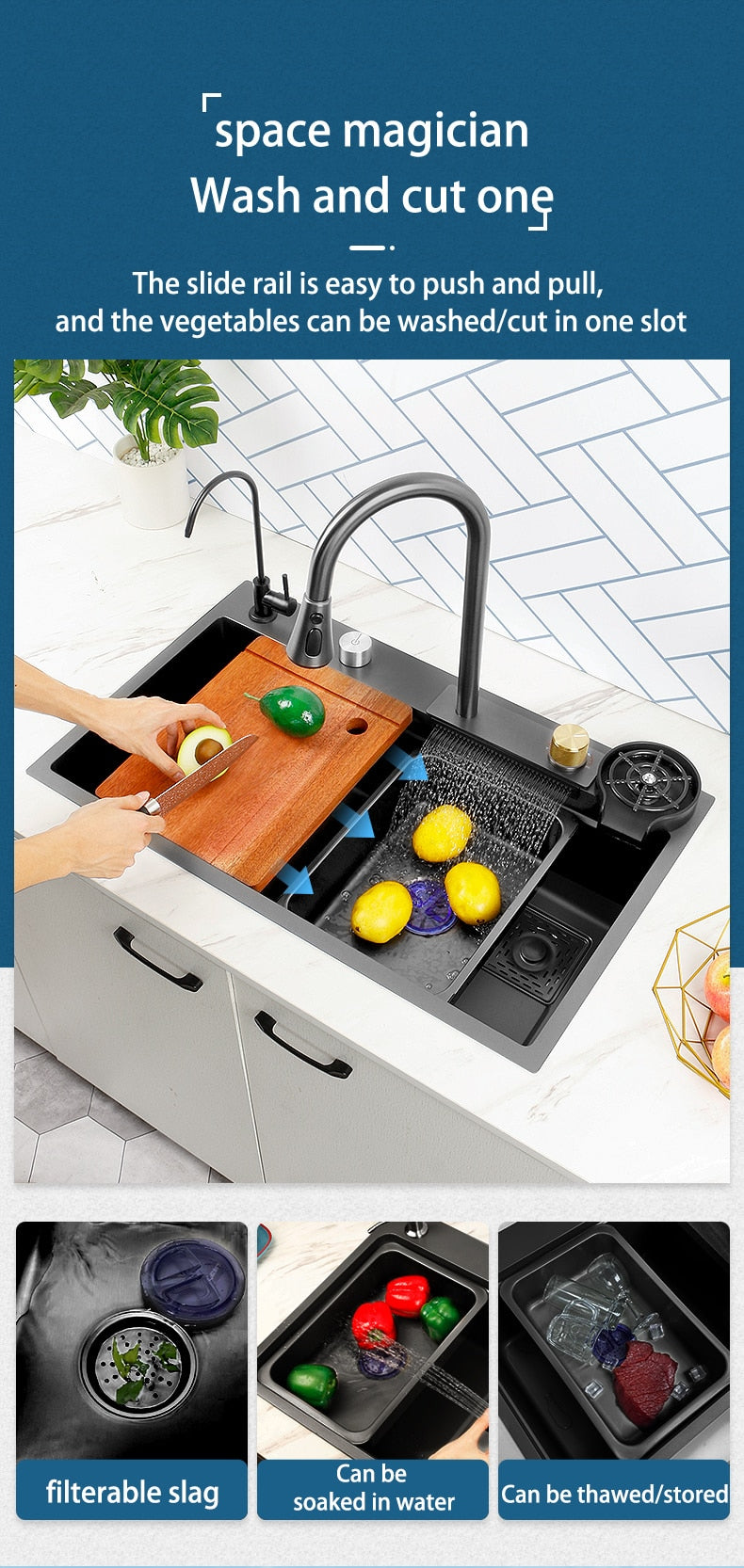 Modern kitchen sink (حوض مطبخ غسيل ذكي )